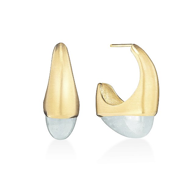 BRINCO MIRANTE ÁGUA MARINHA EM BANHO DE OURO 18k