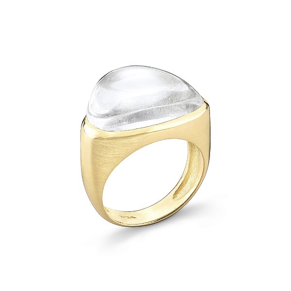 ANEL MIRANTE CRISTAL EM BANHO DE OURO