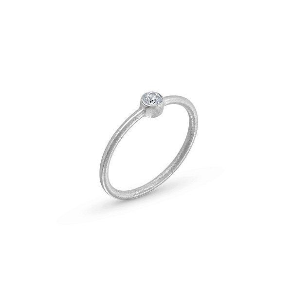 ANEL SOLITÁRIO MINIMAL DIAMANTE OURO BRANCO 18K