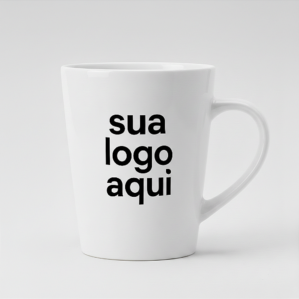 Caneca Cônica Branca Personalizada Logo c/ 3 Cores