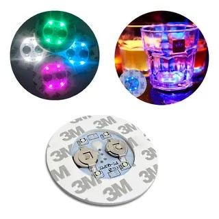 Kit 3 Apoio Porta Copo Garrafa Bolacha C/ Led Pisca Adesiva