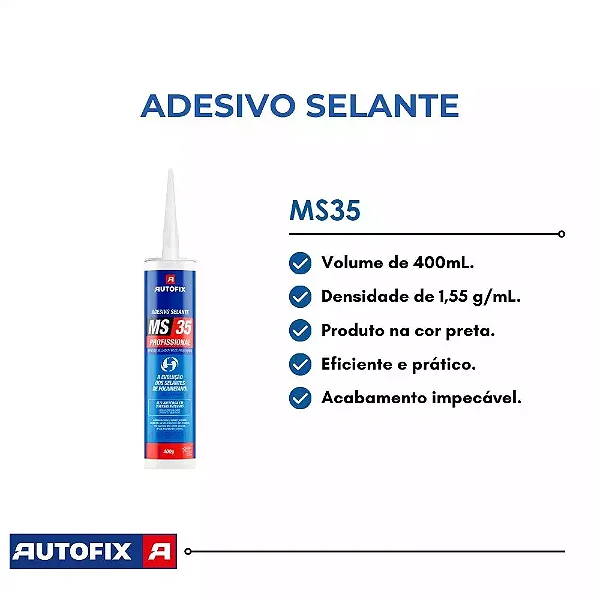 PU SELANTE MS 35 PRETO TUBO 400G - AUTOFIX