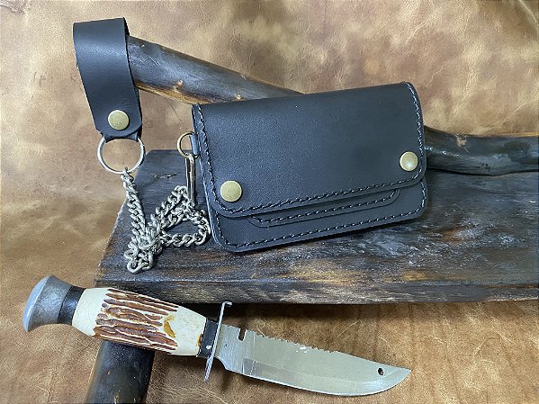 Carteira BIKER TRADICIONAL com corrente para Motociclista