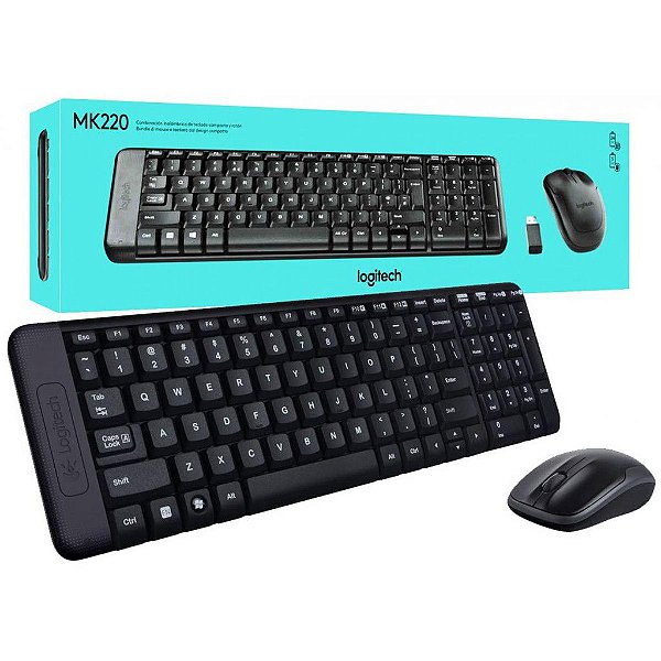 Combo Mouse Teclado Sem Fio Logitech MK220