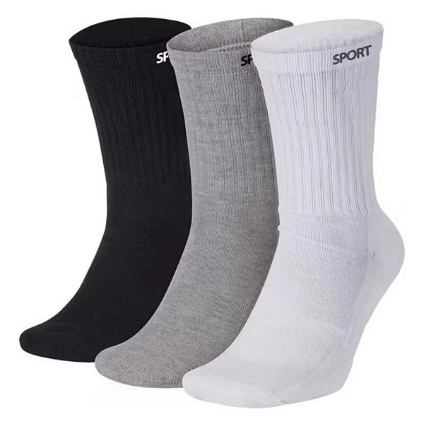 Kit Com 3 Pares de Meia Cano Alto Longo