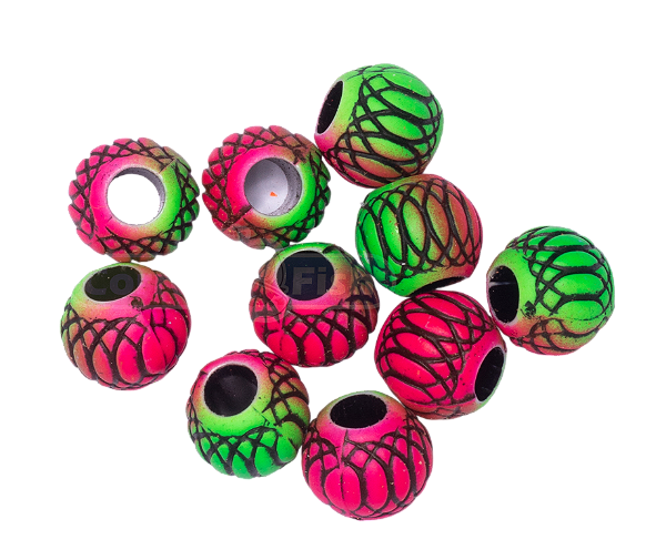Miçanga Para Pesca Mexerica Rosa e Verde Neon 10 Unidade