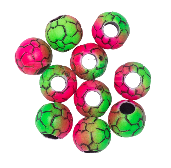 Miçangas para Pesca Bolinha de Futebol Rosa e Verde Neon 10 Unidade