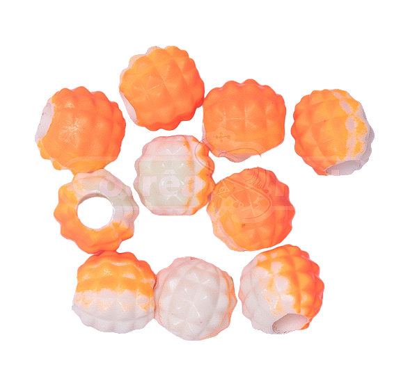 Miçangas para pesca Abacaxi - Branco e Laranja Neon  10 Unidade