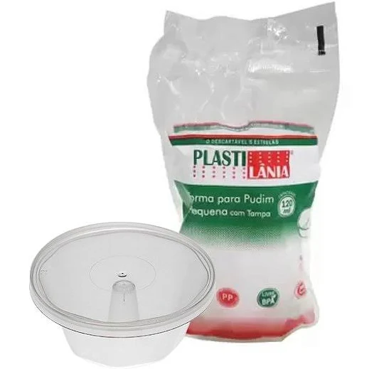 Forma p/ Pudim Forneável Pequena c/ Tampa 120ml Plastilânia c/10 Un.