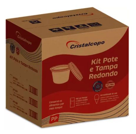 Pote P.P Redondo 1.000ml Cristalcopo Caixa c/ 6x25 Un. - Vai ao Freezer e Micro ondas