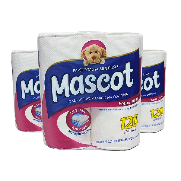 Papel Toalha Cozinha Mascot Folha Dupla 120 Toalhas com 32 Un.