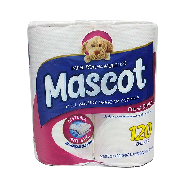Papel Toalha Cozinha Mascot Folha Dupla 120 Toalhas com 2 Un.