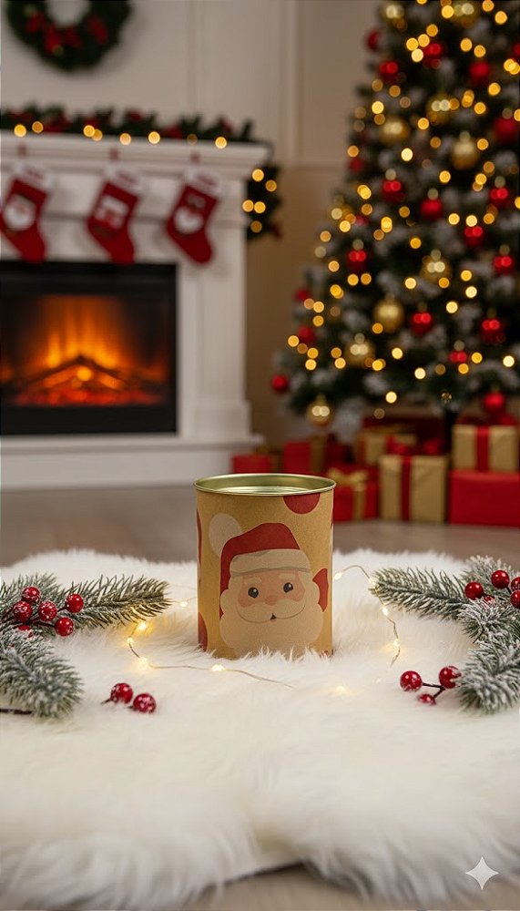 Lata p/ Panetone Papai Noel -11x9,1 cm und.