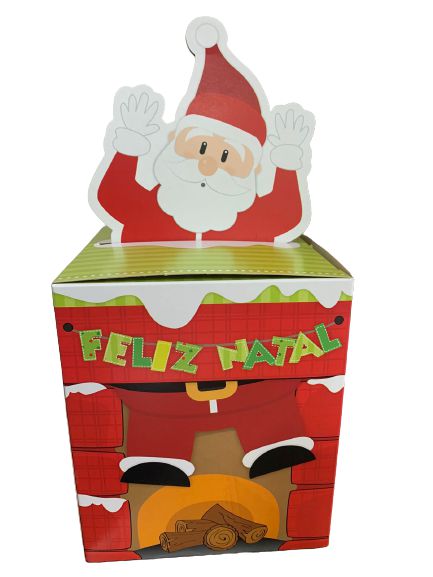 Caixa Papel Cartão Chaminé Papai Noel 14X14X25Cm Un.