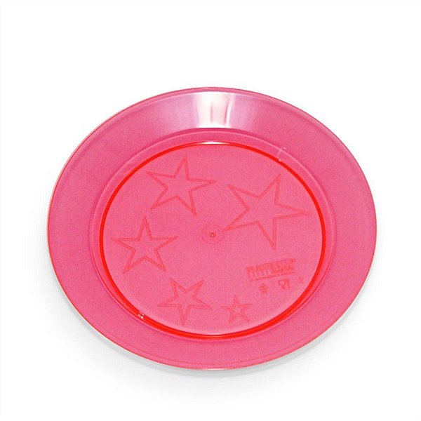 Prato em Acrílico 15cm Redondo Vermelho Plastilânia c/ 10 Un.