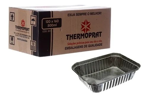 Bandeja/ Marmitex de Alumino 500ml Thermoprat c/100 Un.