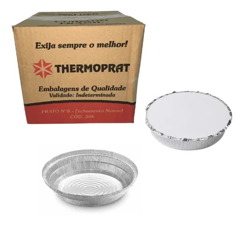 Bandeja/ Marmitex de Alumínio N° 8 - 800ml - Manual Thermoprat c/100 Un.