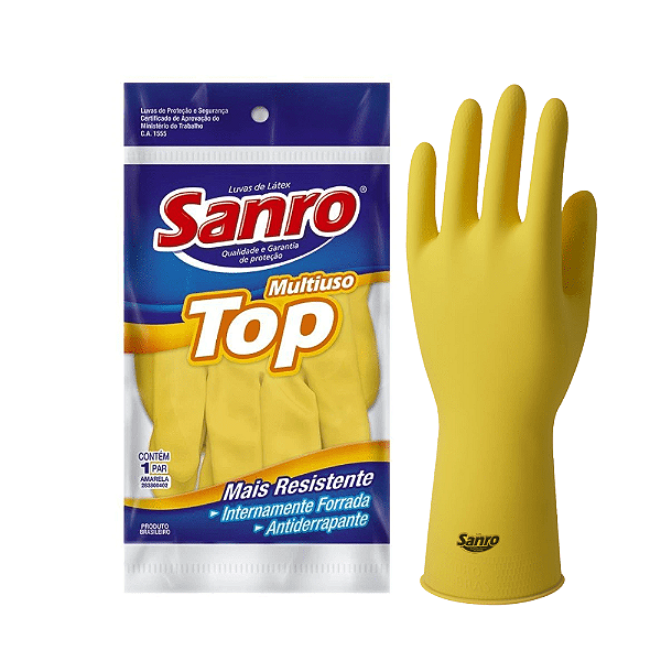 Luva Amarela Sanro Top "XG" Un.