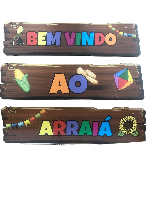 Placa Decorativa "Bem Vindo ao Arraiá" Un.