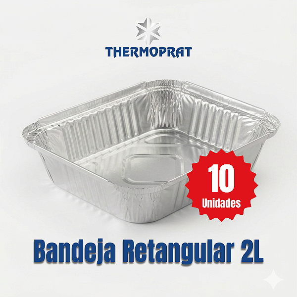 Bandeja Marmitex Retangular de Alumínio 2000 ml Thermoprat c/ 10 Unidades