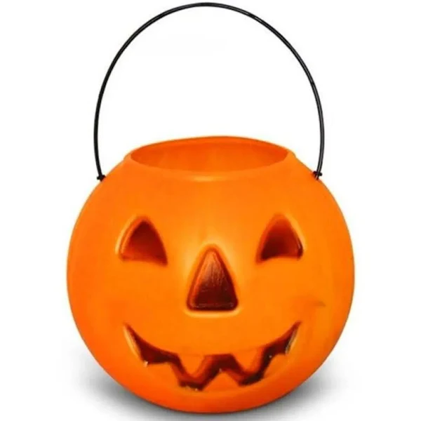Balde Cabeça de Abóbora Laranja Halloween Un.