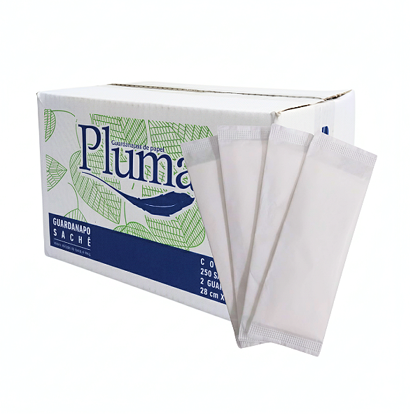 Guardanapo de Papel em Sache Pluma Caixa com 250 Unidades.
