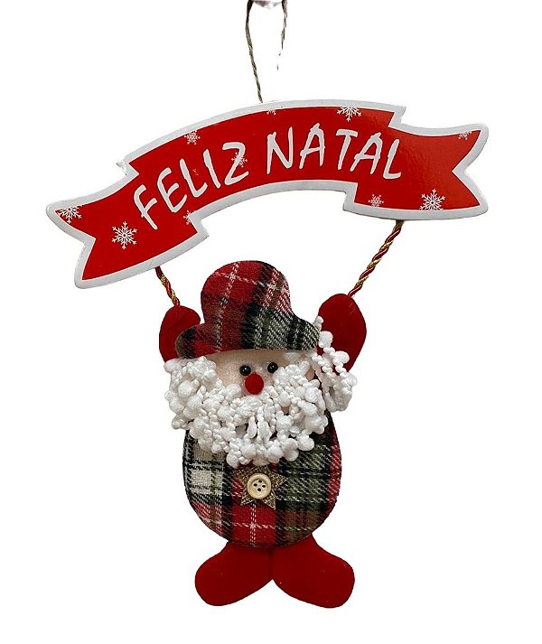 Enfeite Boneco P/ Pendurar Feliz Natal 20x25cm Unidade