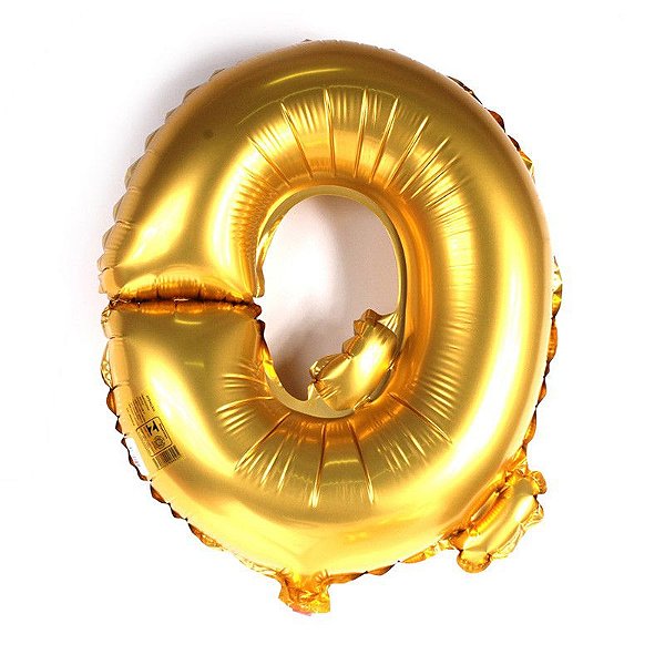 Balão Laminado Letra ''Q'' Dourado C/ 40 Cm