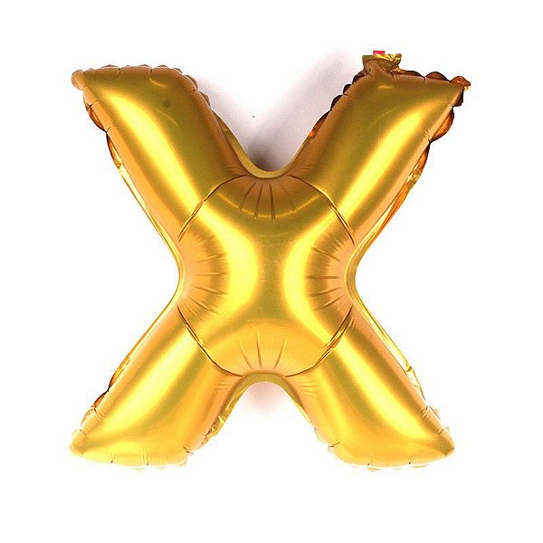 Balão Laminado Letra ''X'' Dourado C/ 40 Cm