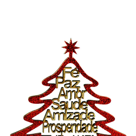 Arvore De Mesa Natal Mensagem Glitter 12 Cm