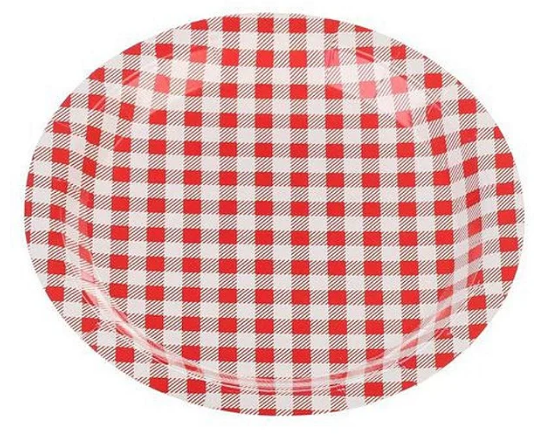 PRATO PAPEL JUNINO XADREZ VERMELHO C/ 10 UN.