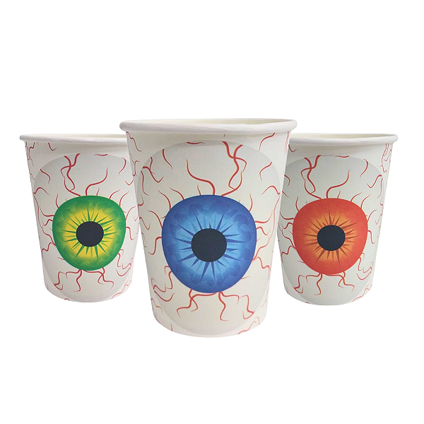 COPO PAPEL OLHO HALLOWEEN 270ML SILVER FESTAS C/ 10 UN.