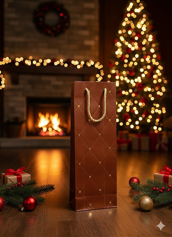 Sacola Premium Natal p/ Vinho/Champanhe und.