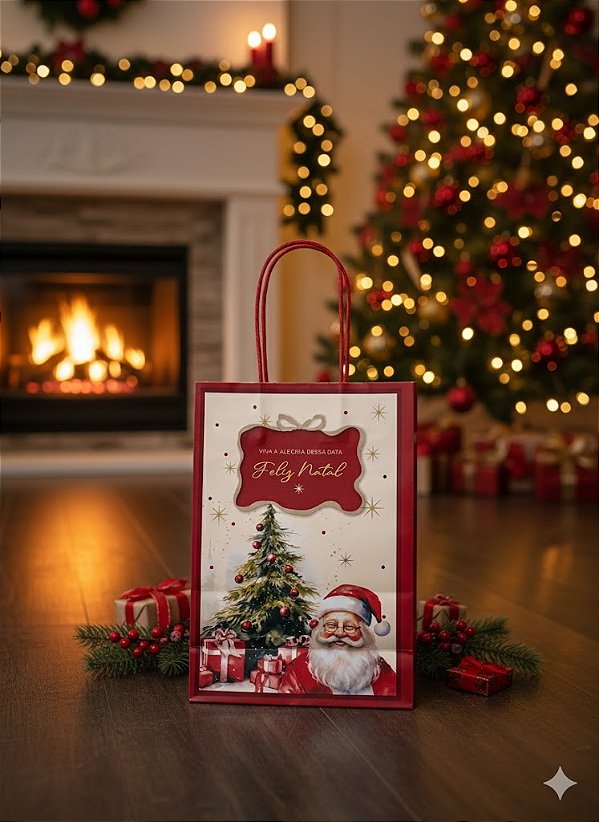 Sacola de Natal 'Viva a Alegria Dessa Data' und.