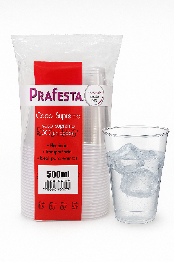 Copo Supremo Cristal Prafesta 500ml c/ 30 und - Semi Acrílico