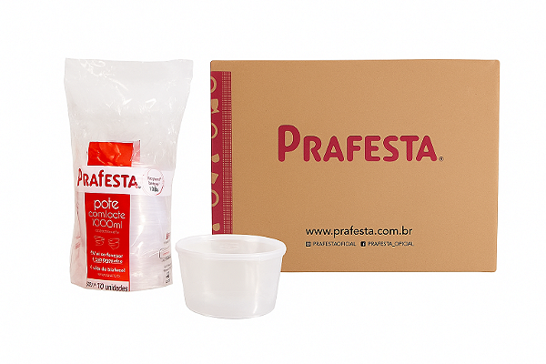 Caixa Pote c/ Lacre 1.000ml Redondo Prafesta - c/ 200 und.