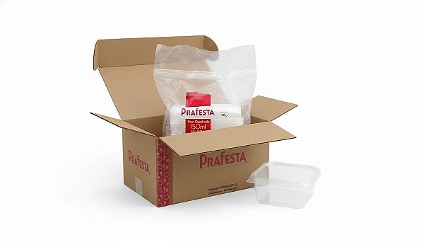 Caixa Pote c/ Tampa 150ml Quadrado Prafesta - c/ 300 und