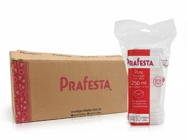 Caixa Pote c/ Lacre 250ml Quadrado Prafesta - c/ 240 und.
