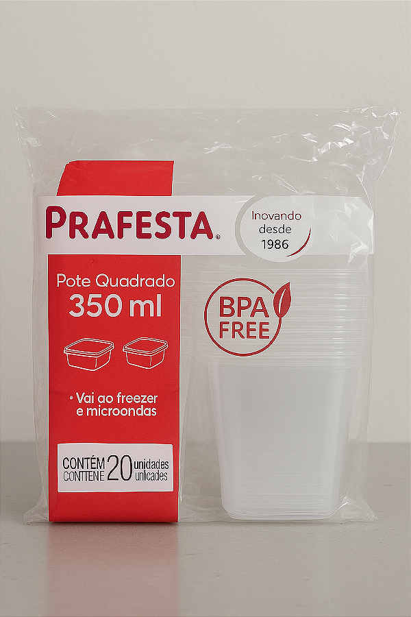 Pote c/ Tampa 350ml Quadrado Prafesta - c/ 20 und.