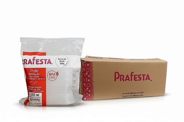 Caixa Pote c/ Lacre 350ml Retangular Prafesta - c/ 200 und.