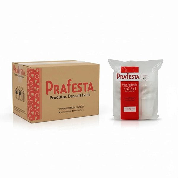 Caixa Pote c/ Tampa 750ml Redondo Prafesta - c/ 240 und.