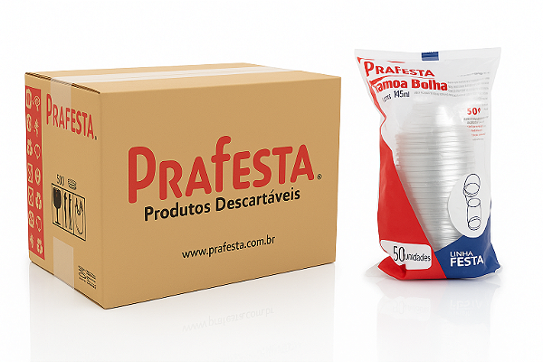 Caixa Tampa Bolha p/ Copos Supremos 150/200/300ml Prafesta s/ Furo - c/ 500 und.