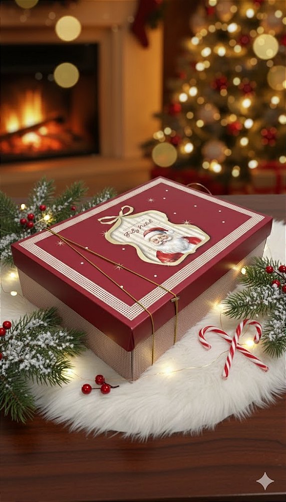 Caixa Retangular Papai Noel -35x25x11 cm