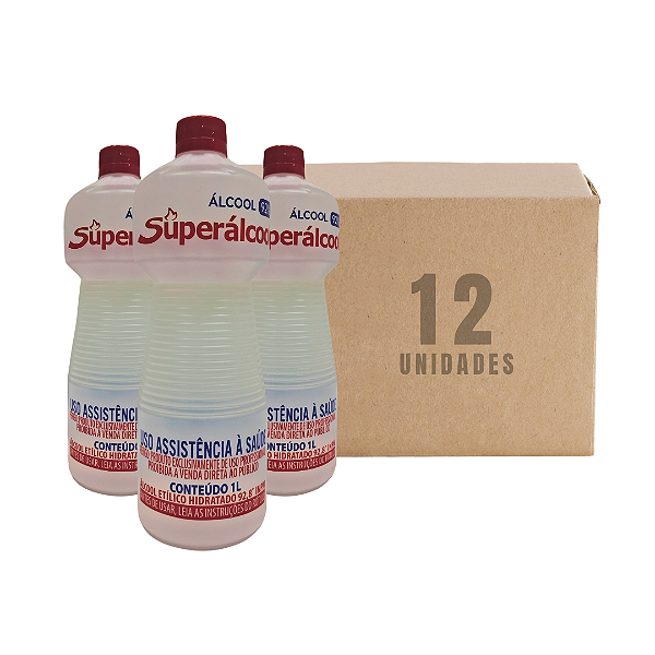 Álcool Líquido 92° Superálcool  Neutro Caixa c/ 12x1 Litro Un.