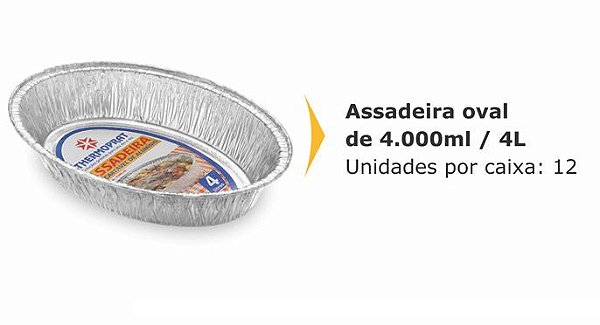 Assadeira Oval Thermoprat Cx C/ 12X4 lts