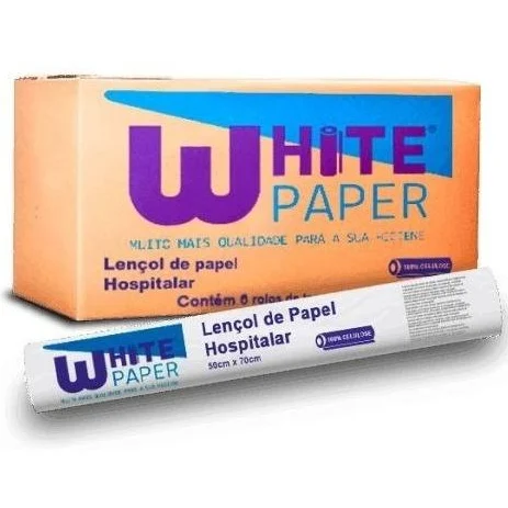 Lençol Hospitalar 70x50mts White Paper Caixa c/ 6 Un.