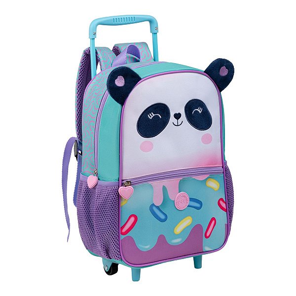 Mochila Rodinha Pandinha Baby Orelhinhas Infantil Escolar