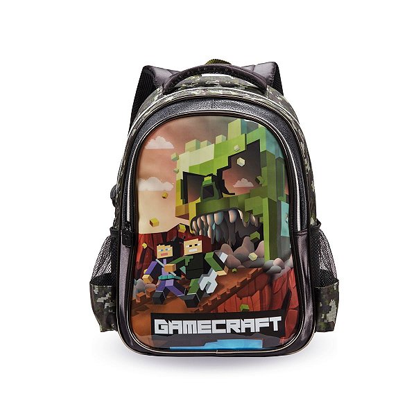 Mochila Costas Gamecraft Meninos Escolar Espaçosa