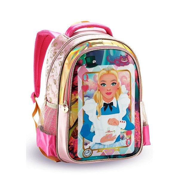 Mochila Costas Creche Princesa País Das Maravilhas Menina