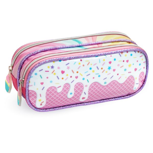 Estojo Duplo Gatinho Meninas Cat Holográfico Organizador